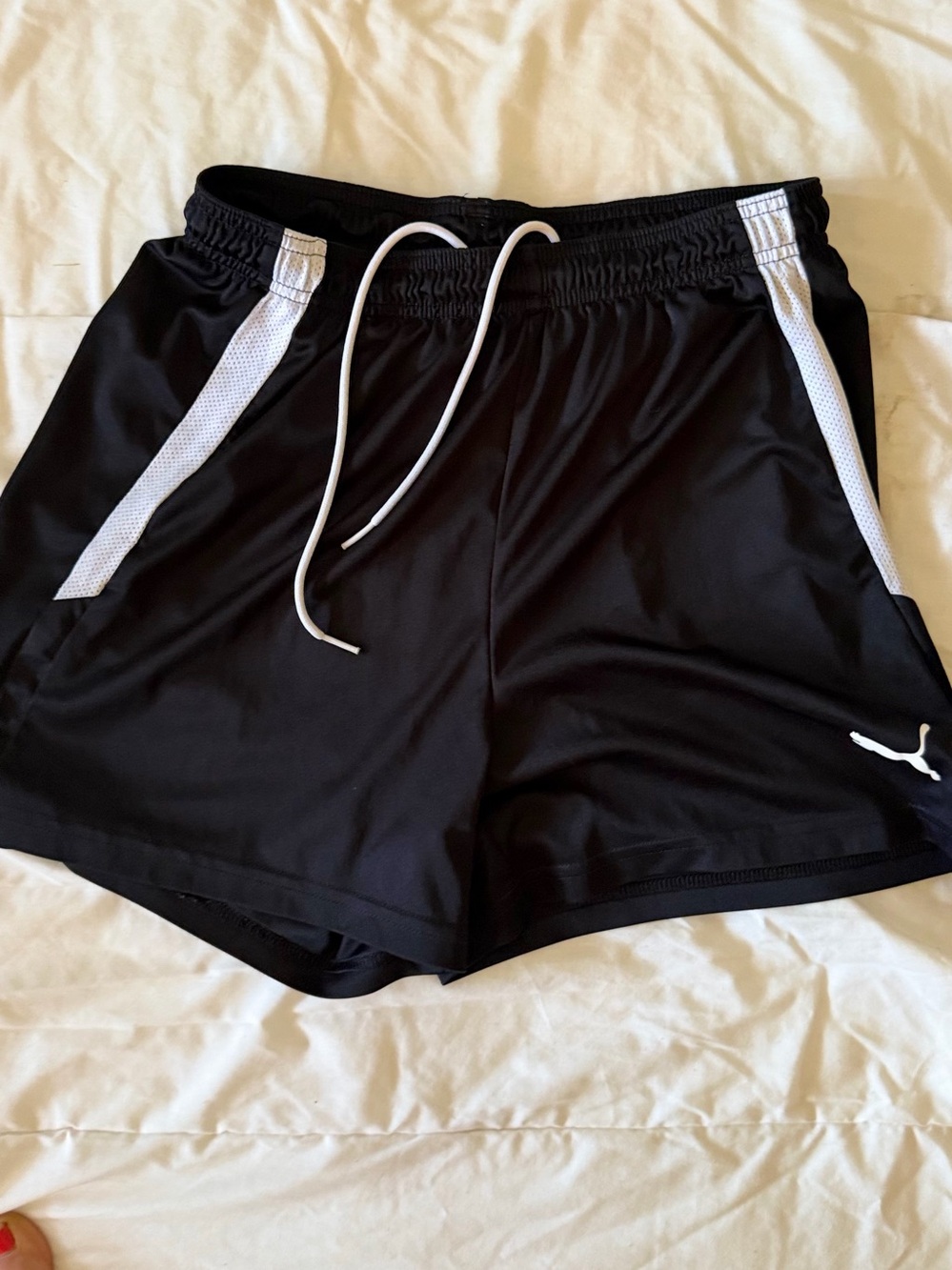 Puma Black Athletic Shorts with White Accents